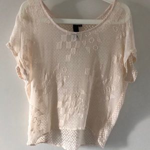 Anthropologie silk sheer top in cream